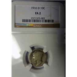 1916D Mercury dime  NGC FA2   Good GS bid = $685