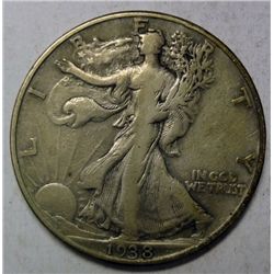1938D  Walker half $  VF