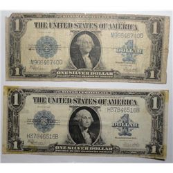 2  1923 silver certificates one heavy circ