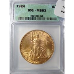 1924 $20 Gold ST Gauden  ICG63