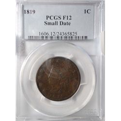 1819 small date large penny  PCGS12