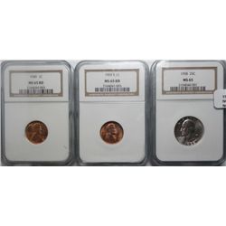 1940 and 1955S Lincoln penny NGC65RD