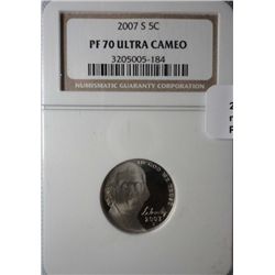 2007S Jefferson return to Montecello nickel NGC PF70 ULTRA CAMEO