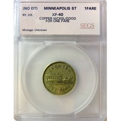 MINNEAPOLIS STREET TOKEN COPPER NICKEL SEGS XF-40