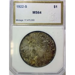 1922-S PEACE DOLLAR PCI MS-64