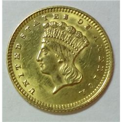 1873 $1 GOLD OPEN 3 MS-62