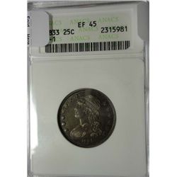 1833 BUST QUARTER ANACS XF-AU 45 NICE