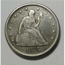 1875-CC 20 CENT PIECE NICE VF, RARE LISTS AT $675