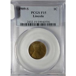 1909-S LINCOLN CENT PCGS F-VF 15