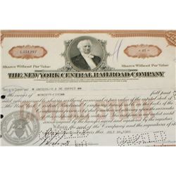The New York Central Railroad Co. Stock Certificate dated 1940