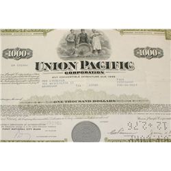Union Pacific Corp. Stock Certificate dated 1969