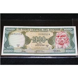1982 Ecuador 1000 Mil Sucres Foreign Bank Note