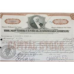 The New York Central Railroad Co. Stock Certificate dated 1940