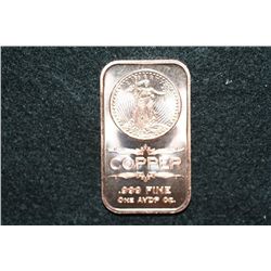 2012 Copper Ingot, .999 Fine 1 Oz.