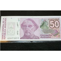 Argentina Cincuenta Australes Foreign Bank Note