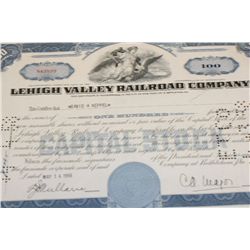 Lehigh Valley Railroad Co. Stock Certificate dated 1956