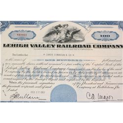 Lehigh Valley Railroad Co. Stock Certificate dated 1957