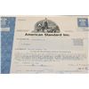 Image 1 : American Standard Inc. Stock Certificate dated 1976