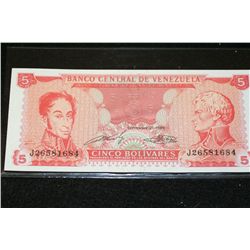 1989 Venezuela Cinco Bolivares Foreign Bank Note