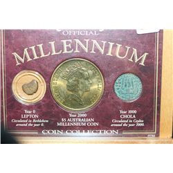 Official Millennium Coin Collection; includes Year 0 Lepton, Year 1000 Chola & 2000 Australia $5 Mil