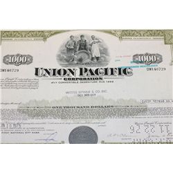 Union Pacific Corp. Stock Certificate dated 1975