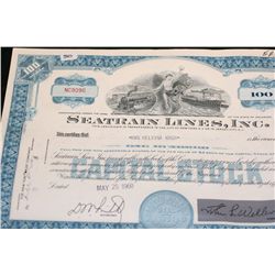 Seatrain Lines, Inc. Stock Certificate dated 1960