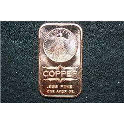 2012 Copper Ingot, .999 Fine 1 Oz.