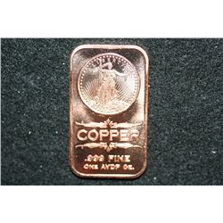 2012 Copper Ingot, .999 Fine 1 Oz.