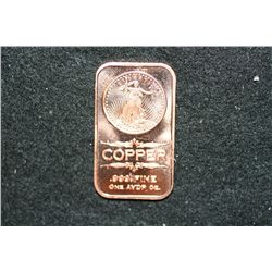 2012 Copper Ingot, .999 Fine 1 Oz.