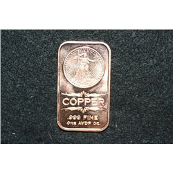 2012 Copper Ingot, .999 Fine 1 Oz.