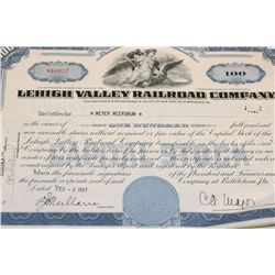 Lehigh Valley Railroad Co. Stock Certificate dated 1957