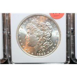 1885 Silver Morgan $1, MCPCG Graded MS63