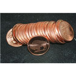 2011 Buffalo Copper Round, .999 Fine 1 Oz., Roll, Lot of 20