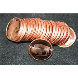 2011 Buffalo Copper Round, .999 Fine 1 Oz., Roll, Lot of 20