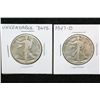 Image 1 : 1947-D Walking Liberty Half Dollar & Unreadable Date Walking Liberty Half Dollar, lot of 2