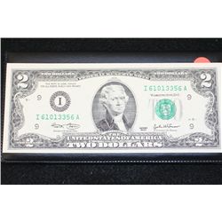 2003 US Federal Reserve Note $2, UNC, #I61013356A