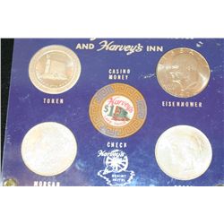 Harvey's Resort Hotel & Harvey's Inn Casino Money to include $1 Gaming Token, $1 Gaming Token, 1972 