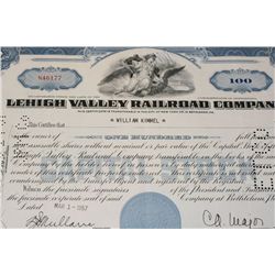 Lehigh Valley Railroad Co. Stock Certificate dated 1957