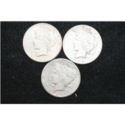 1922-S & 1924-S Peace $1, lot of 3