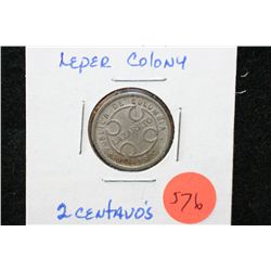 1921 Columbia Leper Colony 2 Centavos Foreign Coin