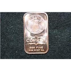 2012 Copper Ingot, .999 Fine 1 Oz.