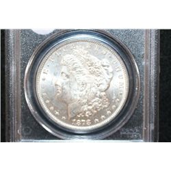 1878 Silver Morgan $1 2/7-8 Tailfeathers, PCGS Graded MS62 Weak