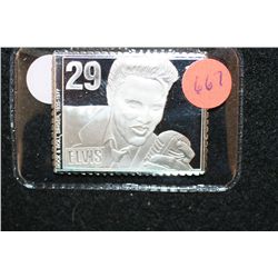 US Postal Service Replica Silver Stamp, "Elvis", .925 Silver 25 gram
