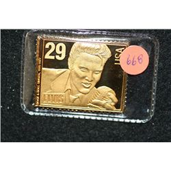 US Postal Service Replica CLAD Gold Stamp, "Elvis", .925 Silver 25 gram