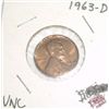 Image 1 : 1963-D Lincoln Wheat Penny *RARE UNC HIGH GRADE*!!