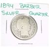 Image 1 : 1894 Barber Silver Quarter Dollar *PLEASE LOOK AT PICTURE TO DETERMINE GRADE - COIN OUT OF SAFE DEPO
