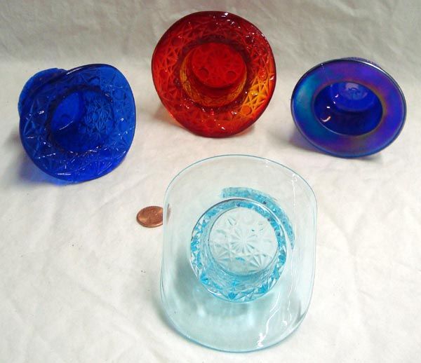 Four Collectible Glass Hats
