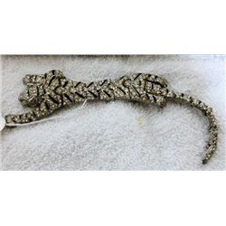 Reinstones tiger shoulder pin with doubled pins