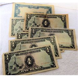 7 Japanese One Peso bills