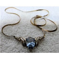 Necklace with aqua and crystal stones